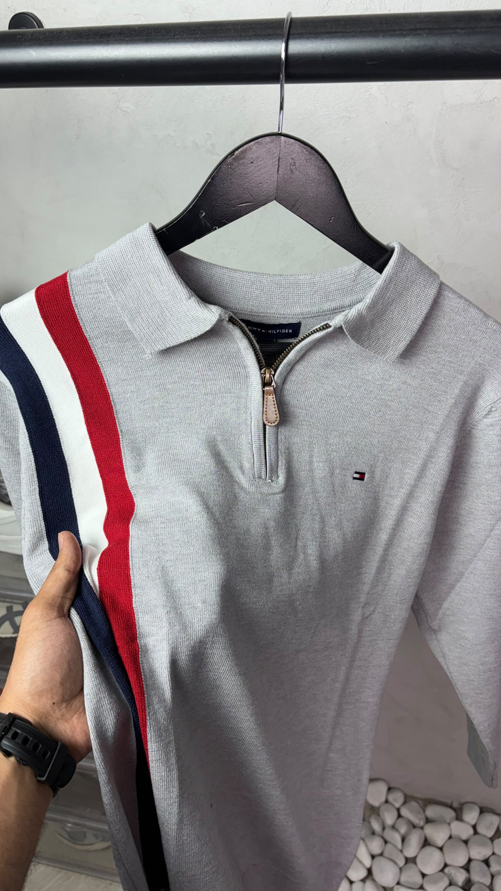 Tomm_y Hilfige_r Full Sleeves Knit Polo T-Shirt